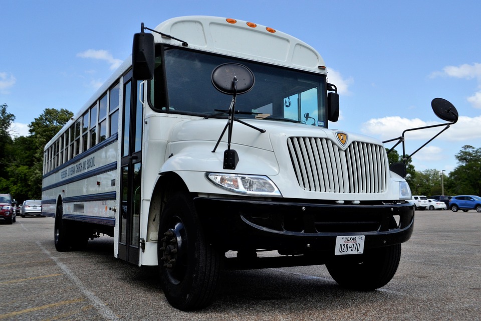 Charter Bus, Church Bus, School Bus, White, Vehicle